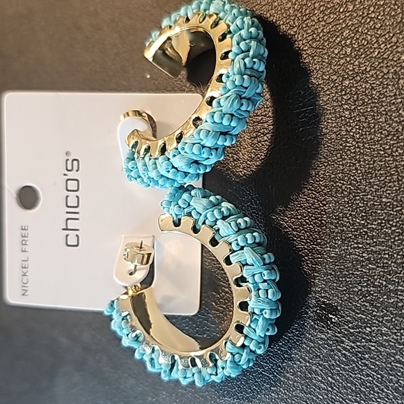 Chico's Turquoise Hoop Earrings - Picture 2 of 4